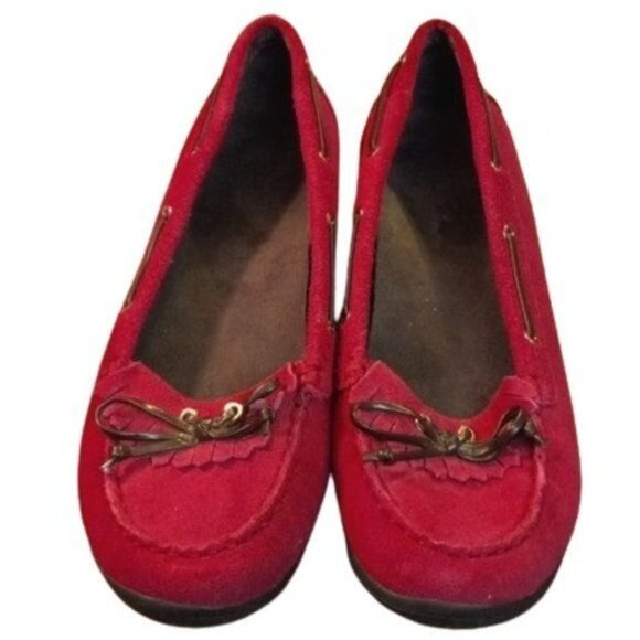 Vionic Shoes - Vionic Size 8.5 Orthaheel Kiltie Pink Suede Moccasin Loafers Boat Shoes Flats